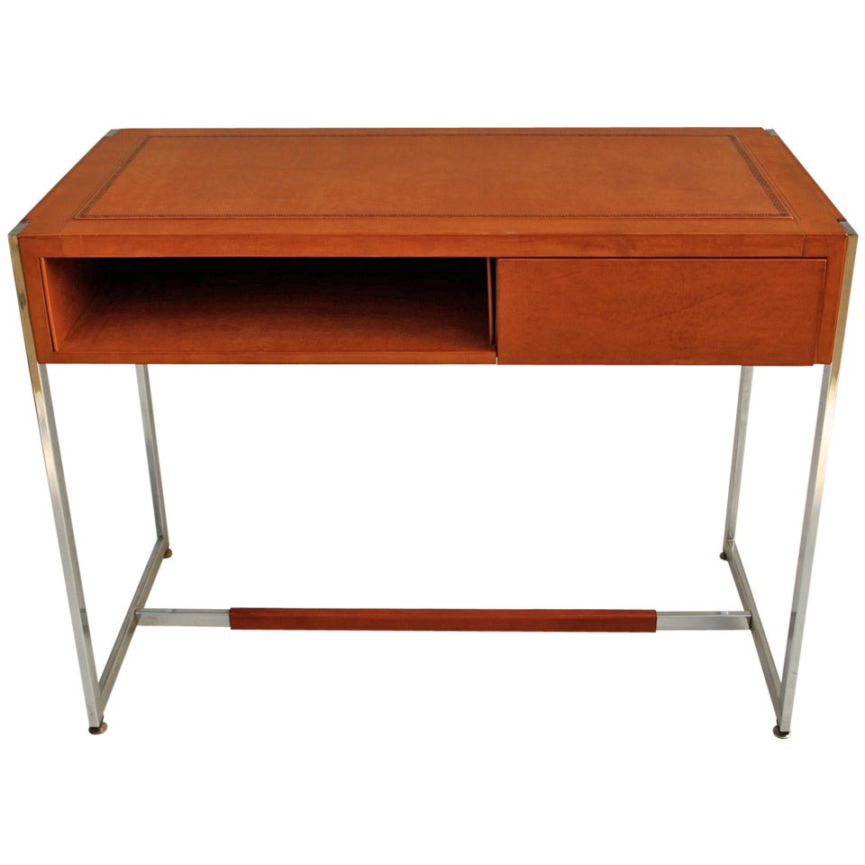 1970 Leather covered desk at 1stDibs