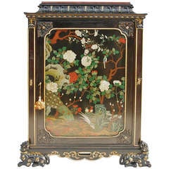 19th C Black Lacquered Cabinet