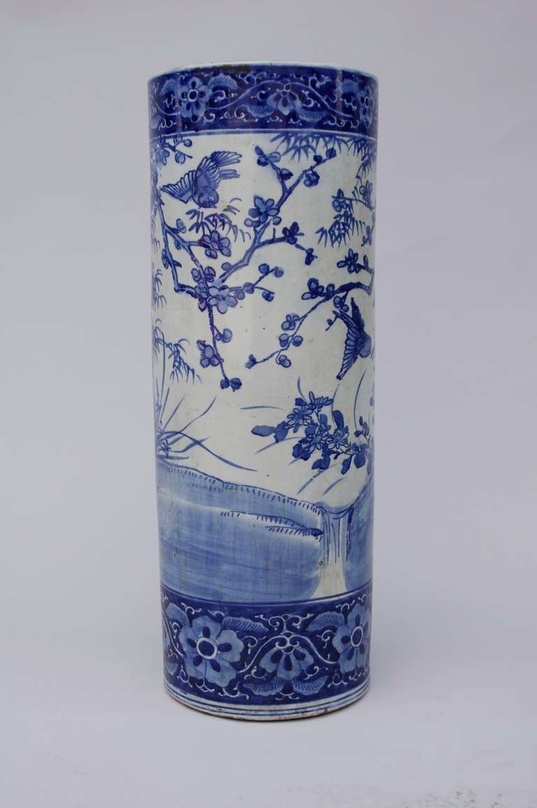 chinese blue and white porcelain umbrella stand