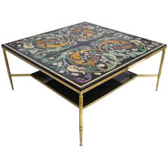 Squared Coffee Table with Two Tops, Scagliola Imitation from 1970