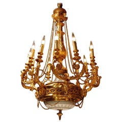Louis XVI Style Twelve-Light Chandelier in Gilt Bronze and Wedgewood