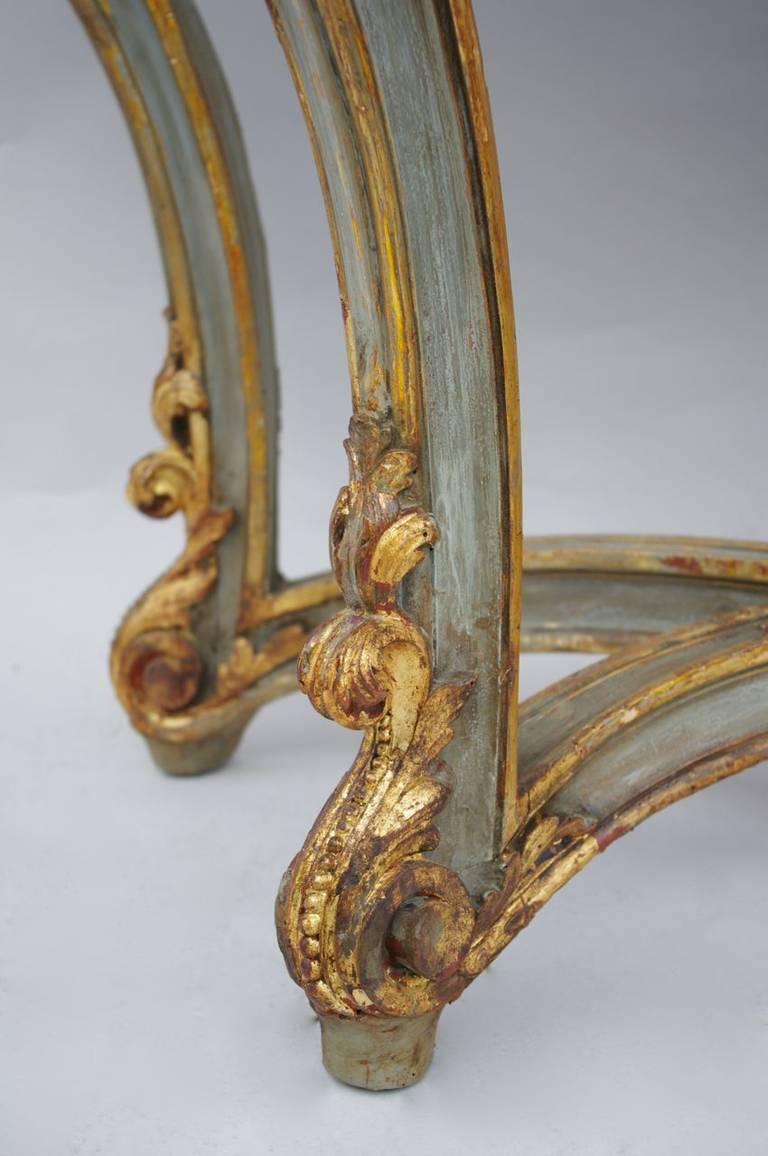 French Louis XV Style Console in Sculpted, Openwork and Lacquered Wood, circa 1900