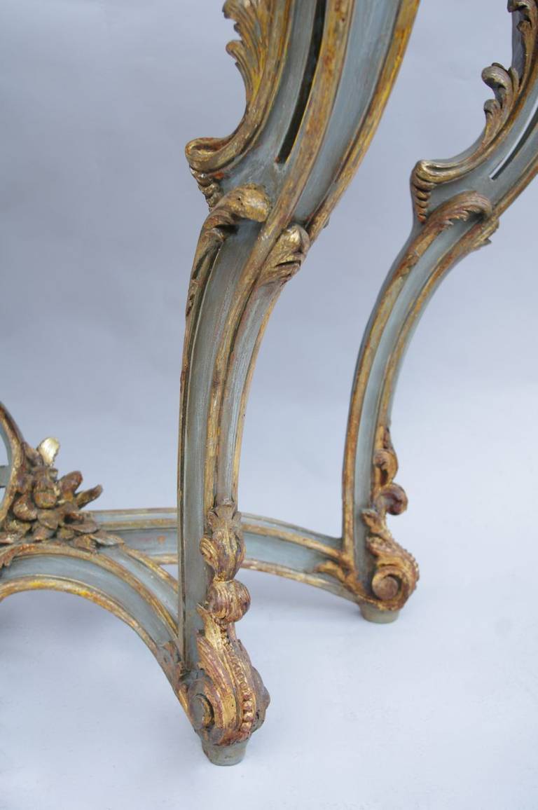 Louis XV Style Console in Sculpted, Openwork and Lacquered Wood, circa 1900 In Good Condition In Saint-Ouen, FR