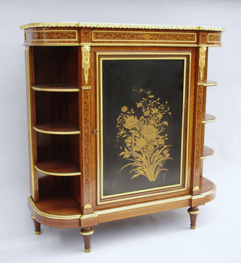 Louis XVI Style Cabinet with Japanese Black Lacquered Panel, circa 1880