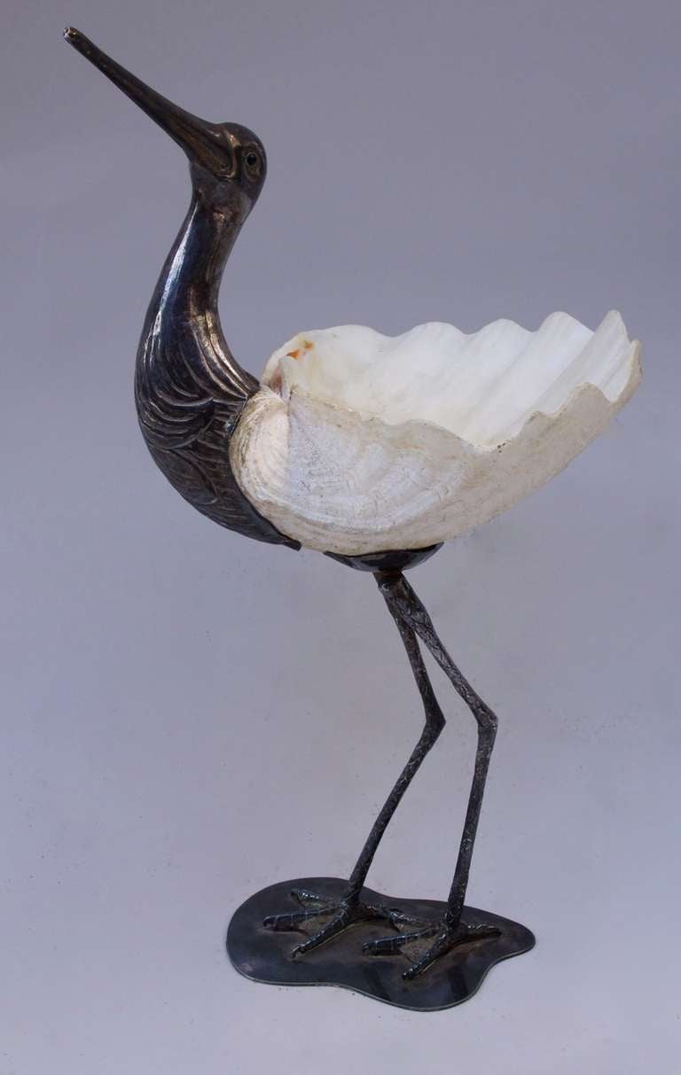 . Shell sculpture
. Signed BINAZZI ITALY 
. Silvered plated Metal
. 70's