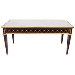 Directoire Style Rectangular Coffee Table with White Marble Top, circa 1930