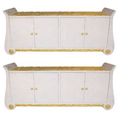 Pair of Large Unusual Buffets / Sideboards in Stone from 1970 2