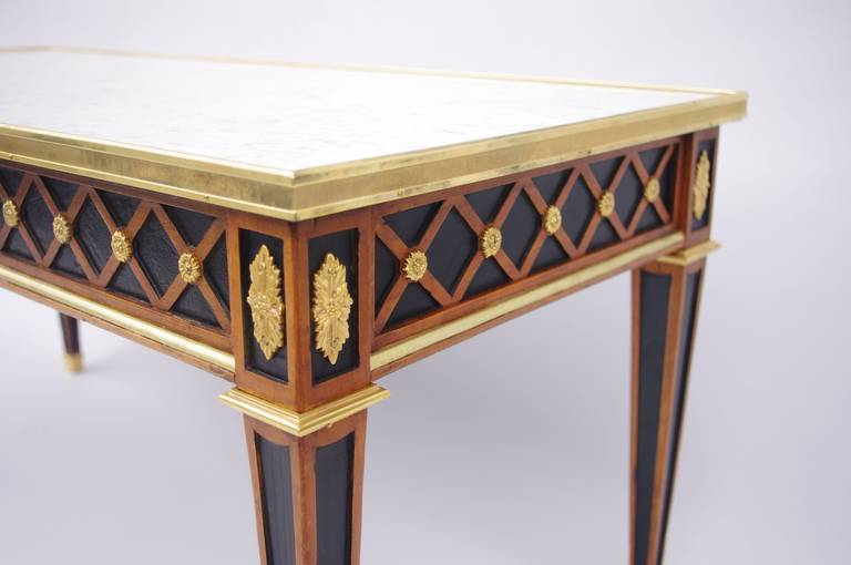 Directoire Style Rectangular Coffee Table with White Marble Top, circa 1930 In Excellent Condition In Saint-Ouen, FR