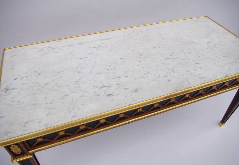 Mid-20th Century Directoire Style Rectangular Coffee Table with White Marble Top, circa 1930