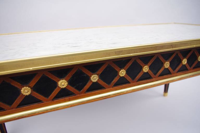 Directoire Style Rectangular Coffee Table with White Marble Top, circa 1930 1