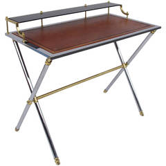 70
s chrome and gilt Directoire style desk