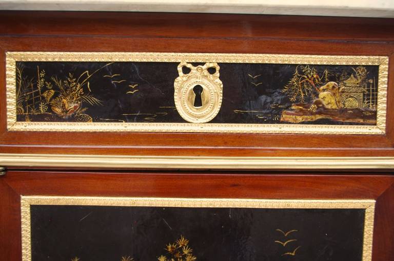 1900. Pair of lacquered Louis XVI style corner cupboards in mahogany 5