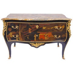 Unusual Large Louis XV Style Lacquer Commode