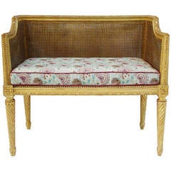 Charming 19th c. Louis XVI style console caned small sofa