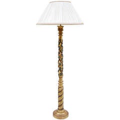 Antique Floor lamp with vineyard theme painted and gilt from 1880