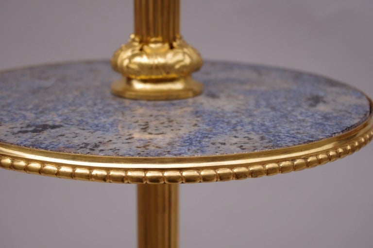 19th Century Renaissance gilded bronze floor lamp with pedestal table