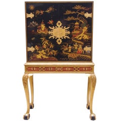 Vintage Very decorative Chippendale style cabinet with asian lacquer