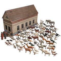 Antique Delightful Naive Toy Noah's Ark Model