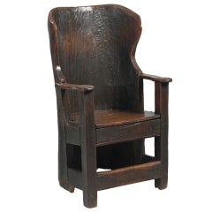 Used A Fine and Rare Early Dug Out Primitive Wing Armchair