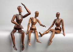 Vintage Three Original Articulated Artist's Mannequins or 'Lay' Figures