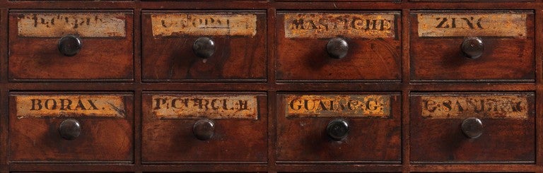 English Small Nest of Thirty Two Apothecary Drawers