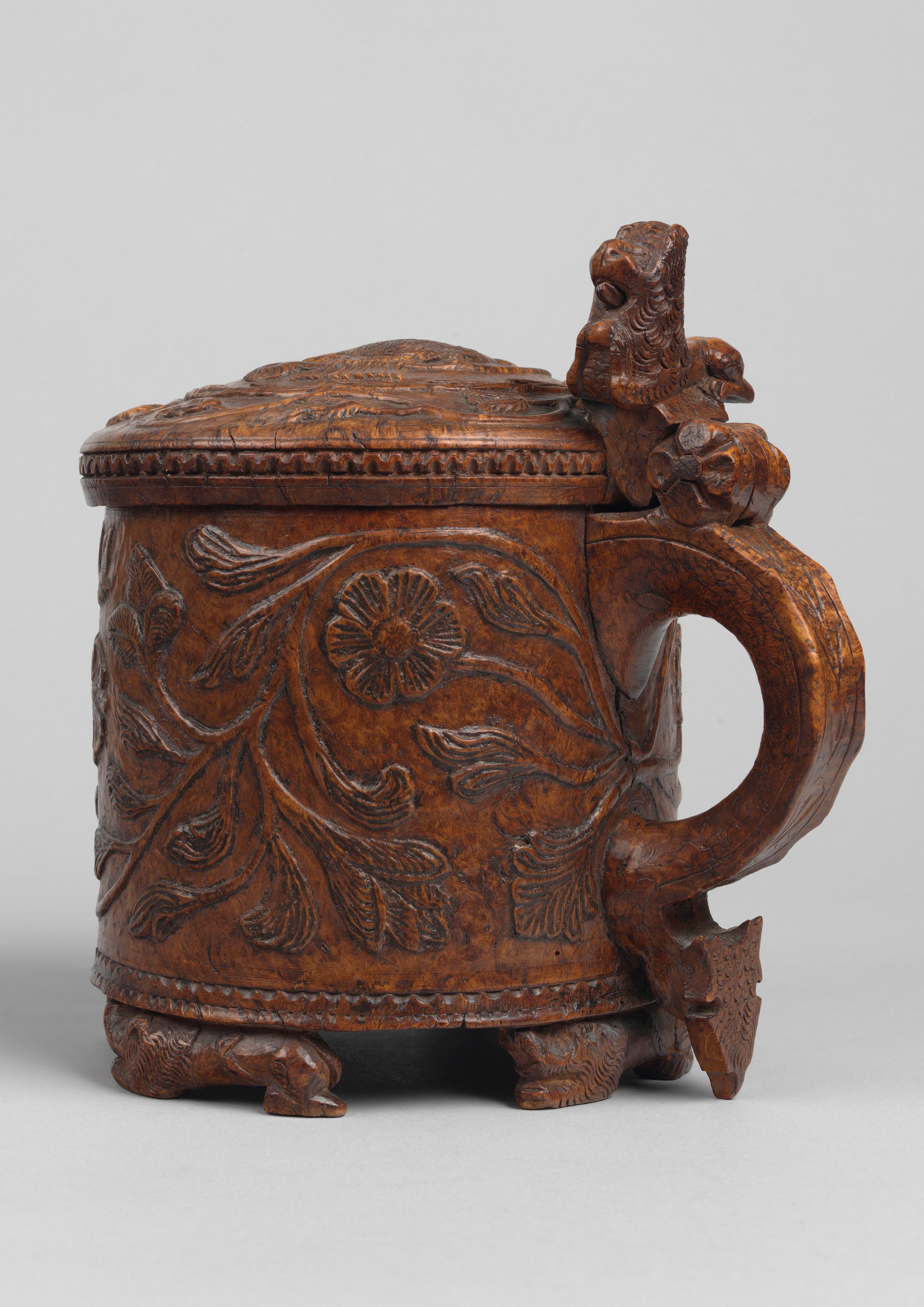 Norwegian Florally Decorated Ceremonial Lion Tankard