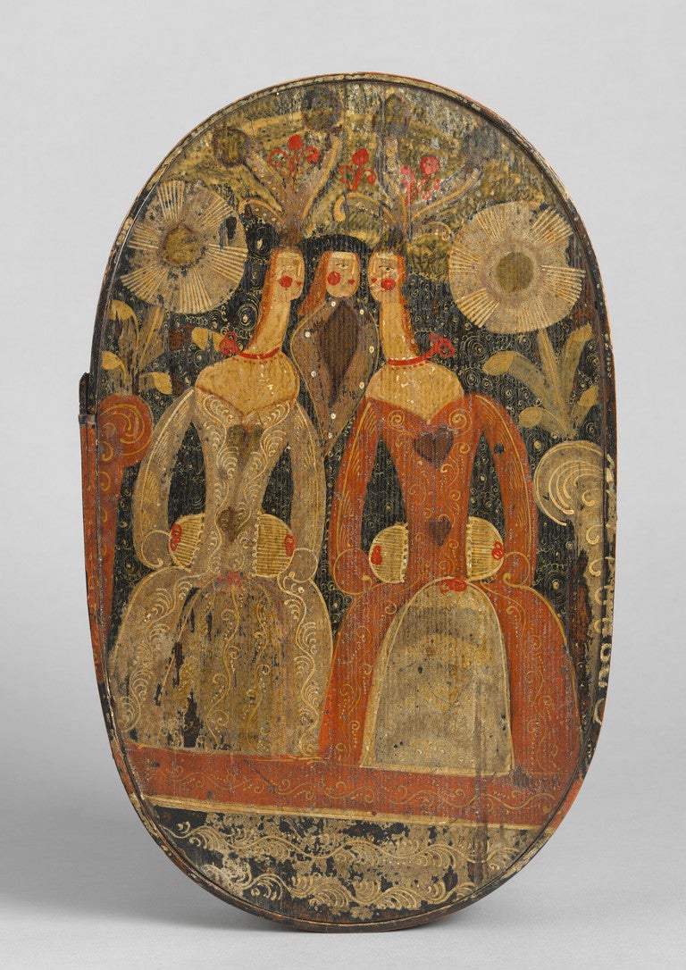 Depicting Three Primitive Figures
Hand Painted Pine and Bent Wood
Danish,Southern Islands, c1790
7