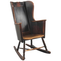 Primitive 19th Century Wing Backed Rocking Chair