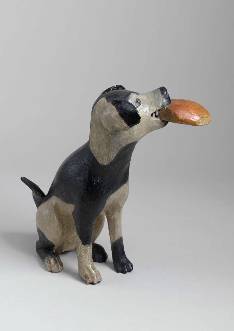 In The Form of a Hound with a Baked Loaf
Hand Carved and Painted Wood 

Provenance: A Private Collection, Warwickshire, England