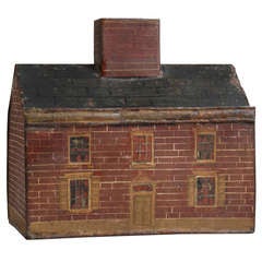 Antique Rare Folk Art House Money Box