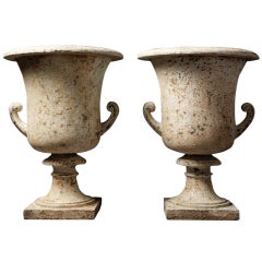 Fine Early Pair of Classical Cast Iron Urns