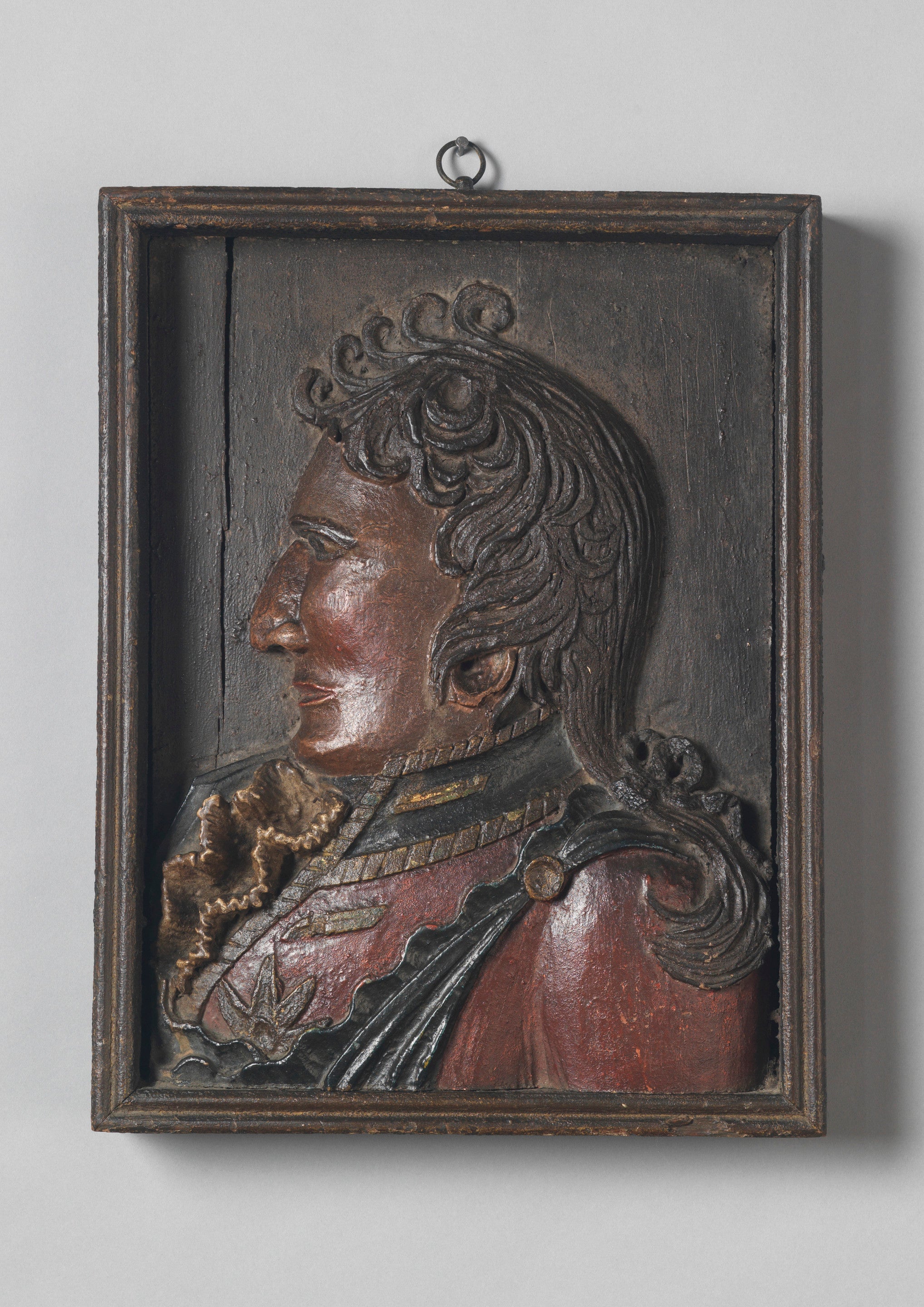 Relief Carved Portrait of a Uniformed Officer, Dated 1817 For Sale
