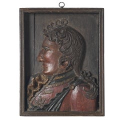 Relief Carved Portrait of a Uniformed Officer, Dated 1817