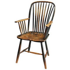 Antique Delightful Primitive “Wheat Sheaf” Back Windsor Armchair