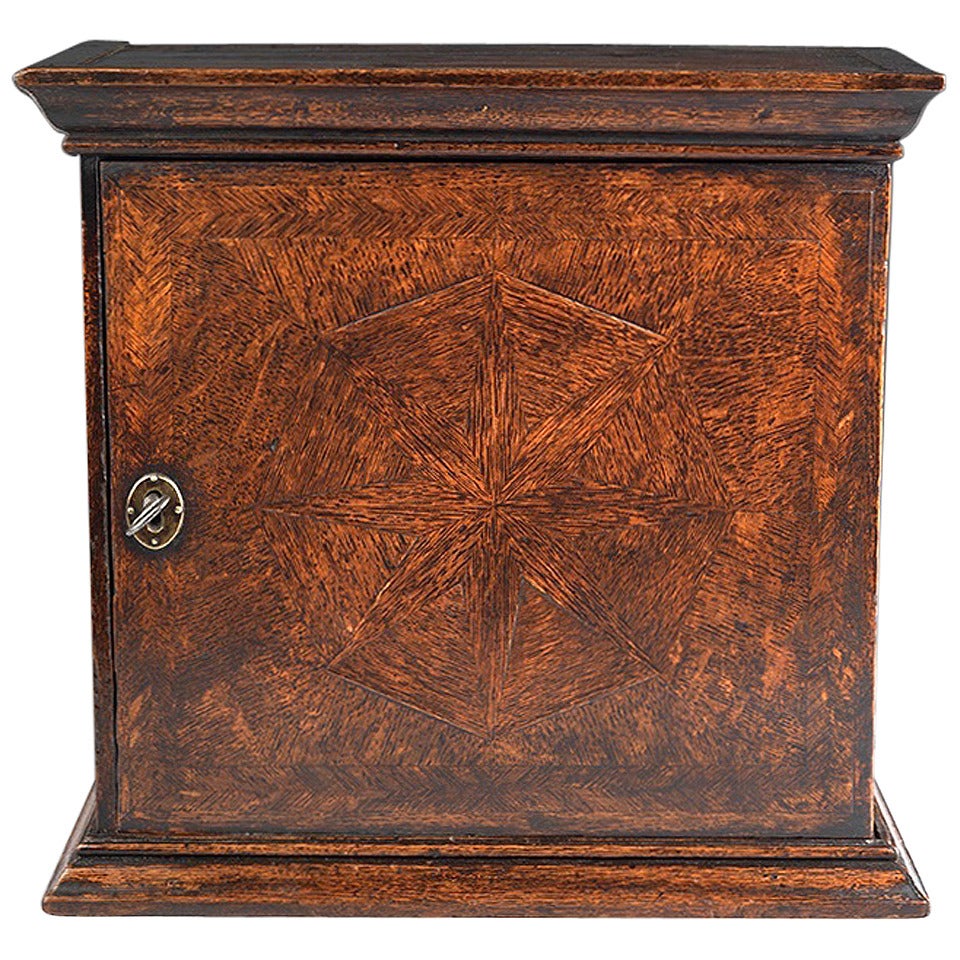 Rare Queen Anne Parquetry Spice Cupboard For Sale