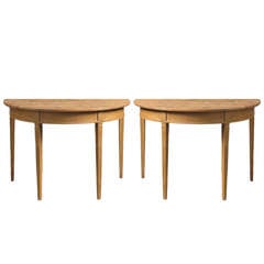 Genuine Pair of Demi Lune Console Tables