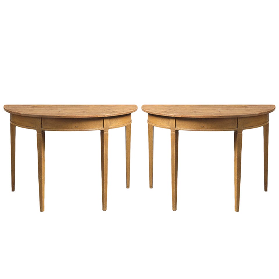 Genuine Pair of Demi Lune Console Tables