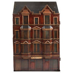 19th Century Folk Art Wall Cupboard with Architectural Facade