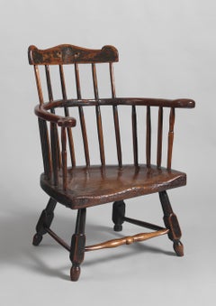 Antique Primitive Vernacular Fireside Windsor Chair