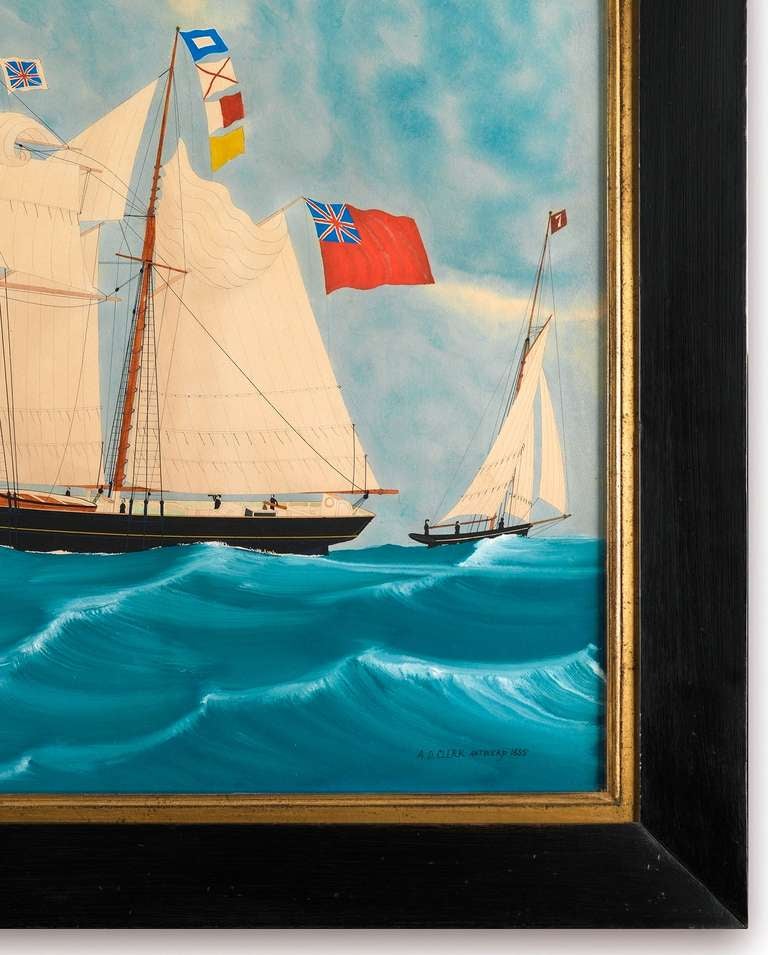 Two Sailing Boats by West Hinder Lightship In Excellent Condition In London, GB