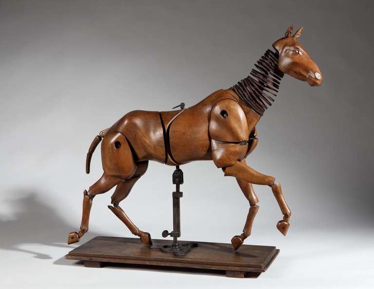 Folk Art Exceptional Articulated Horse and Rider Artist's Figure For Sale