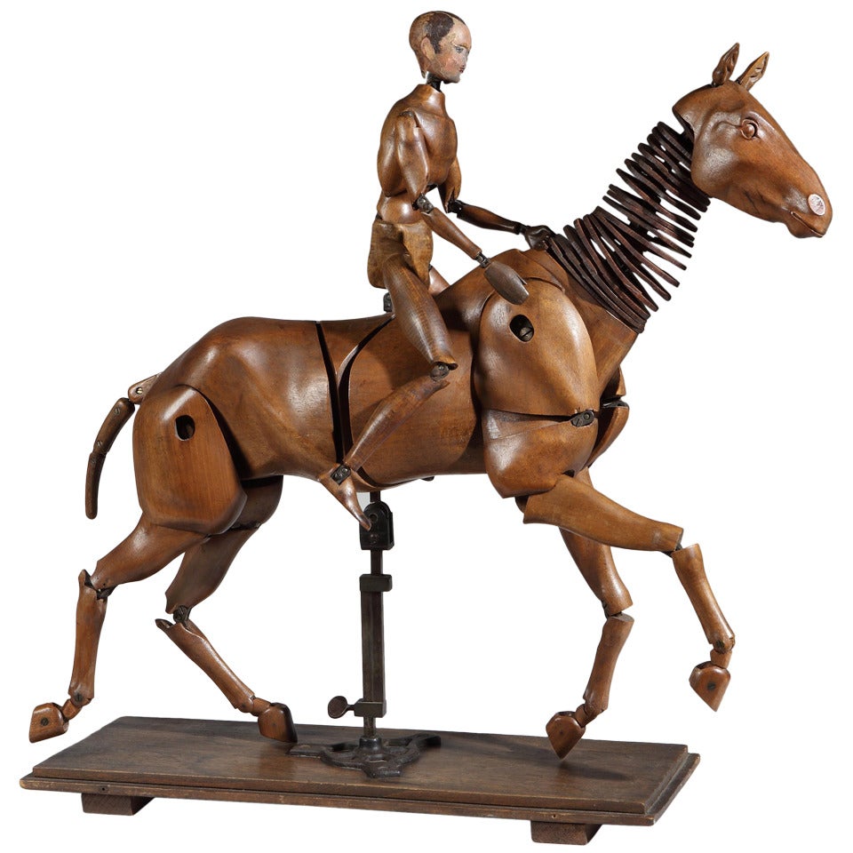 Exceptional Articulated Horse and Rider Artist's Figure For Sale