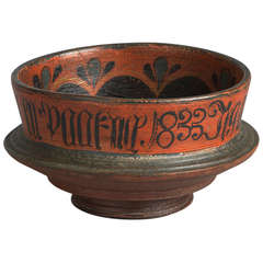 Antique Norwegian Ceremonial Ale Bowl Dated 1833