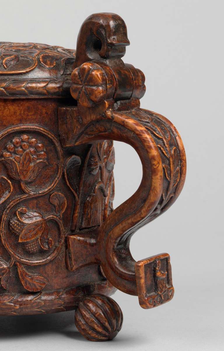 18th Century and Earlier Fine and Important Carved Ceremonial Peg Tankard