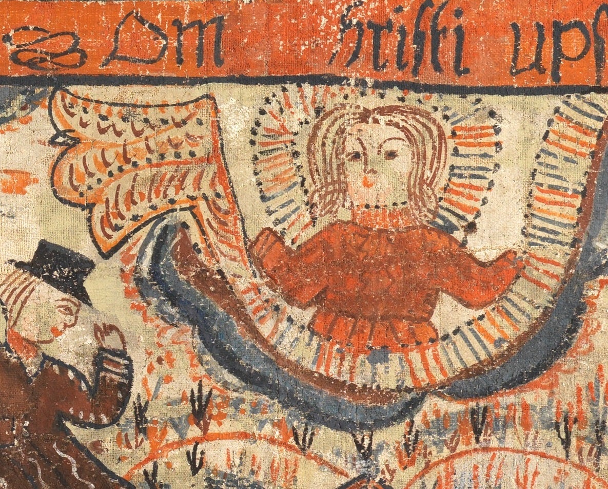 Swedish Folk Art Kurbitz or Bonad Painting