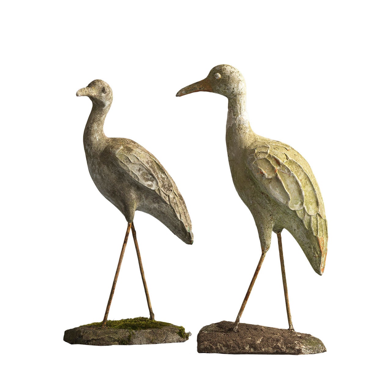 Pair of French Wading Bird Sculptures For Sale