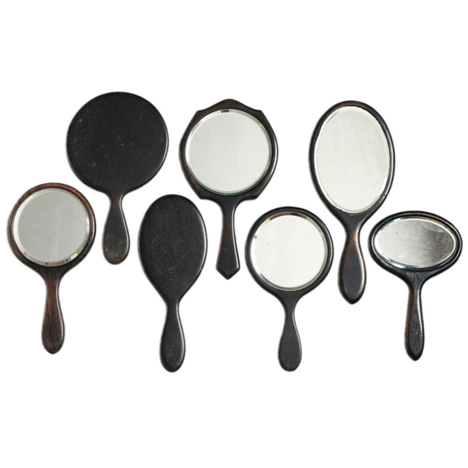 Group of Seven Vintage Hand Held Mirrors For Sale