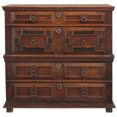 Antique Rare William and Mary Period Two Part Chest of Drawers