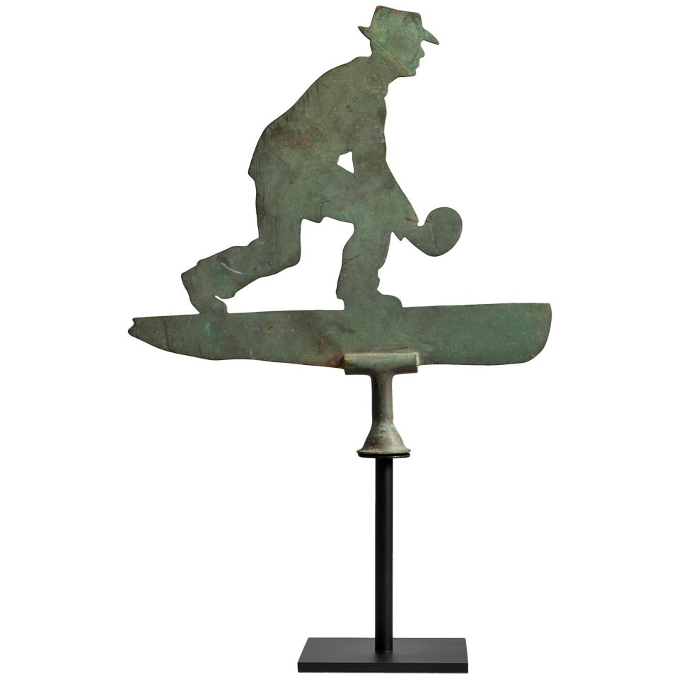 Fine Silhouette Weathervane of a Man Bowling