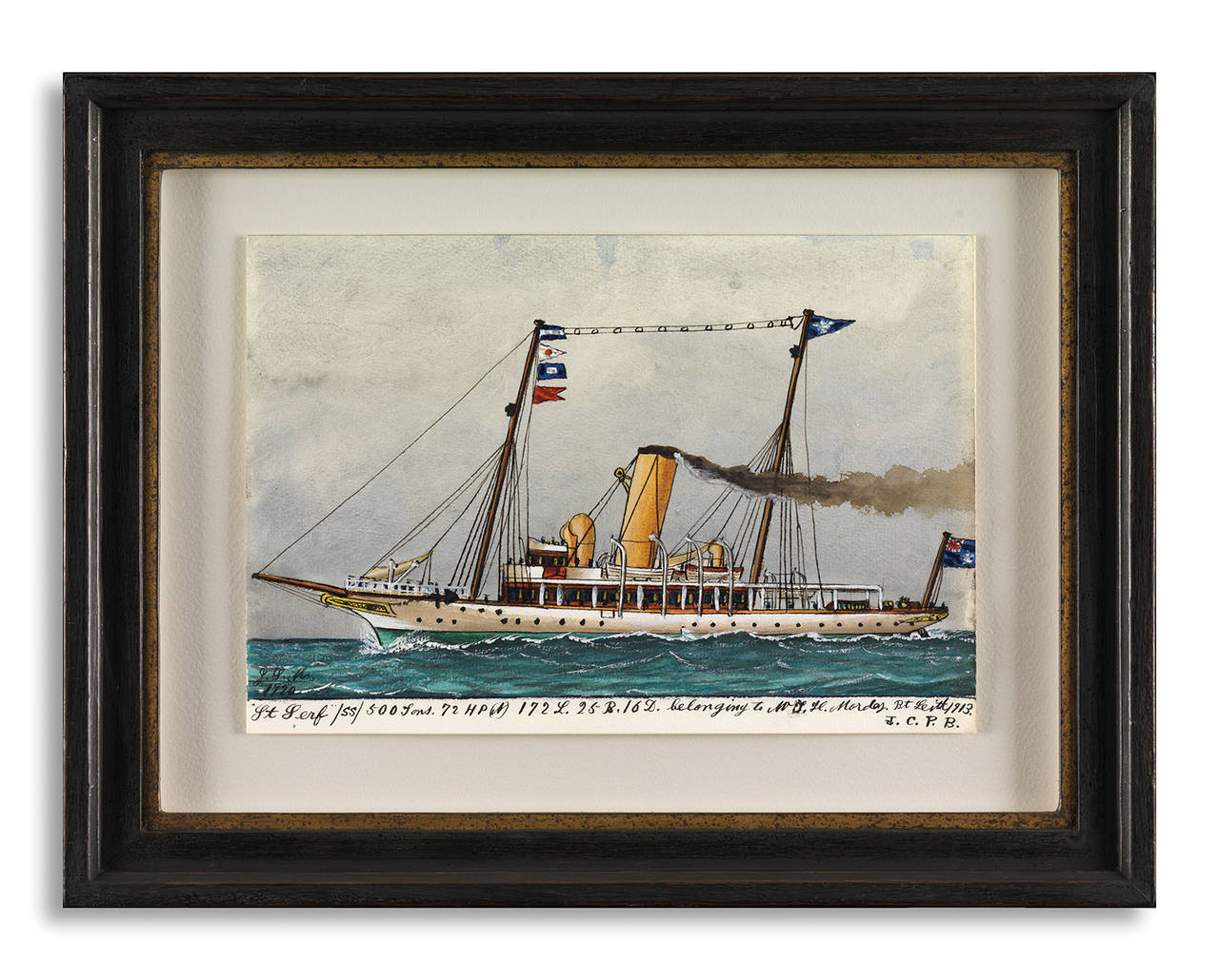 English Set of Four British Naïve Ship Pierhead Paintings